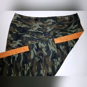 Camouflage Joggers with Orange Stripe